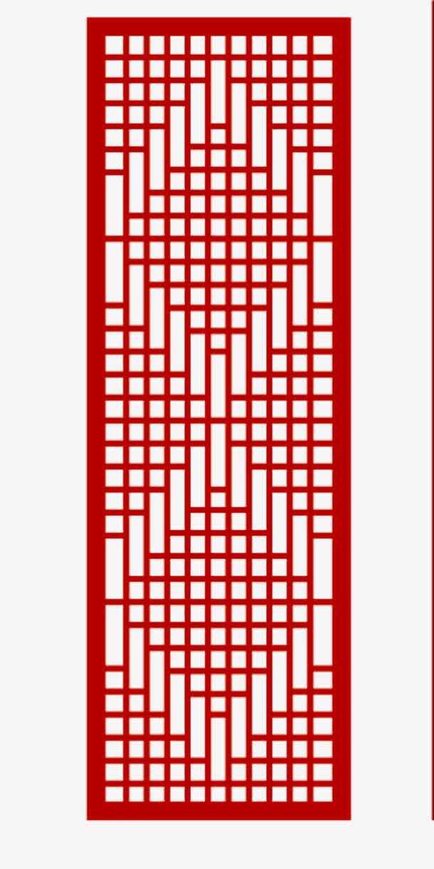 长方形红色方格子免抠