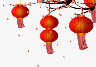 春节 灯笼 梅花 装饰免抠