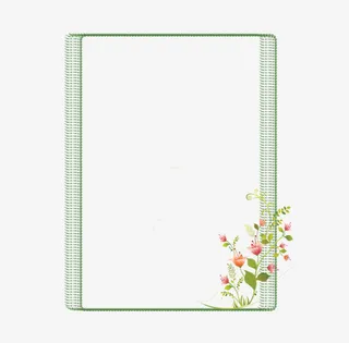 粉色花装饰绿色边框免抠