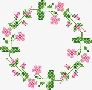 十字绣花边框免抠