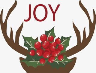 驯鹿角树枝圣诞标签免抠