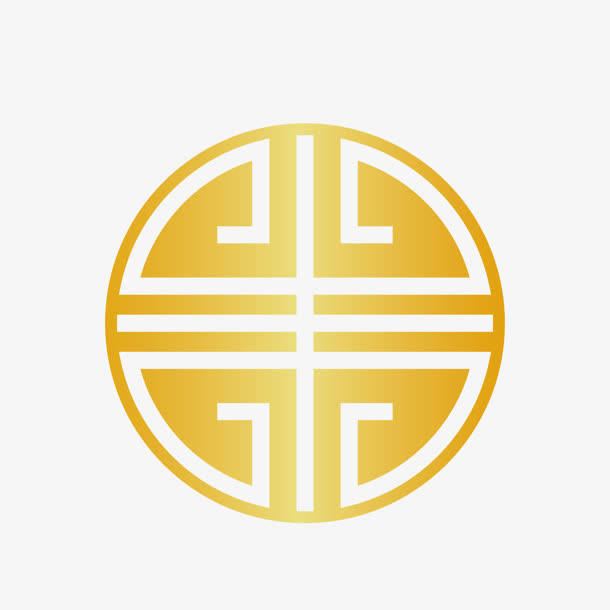 金色中式春节花纹装饰免抠