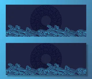 古风蓝色海洋美食海鲜大餐背景高清