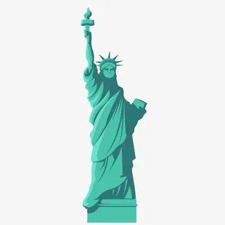 度假旅游景点元素自由女神明信片免抠