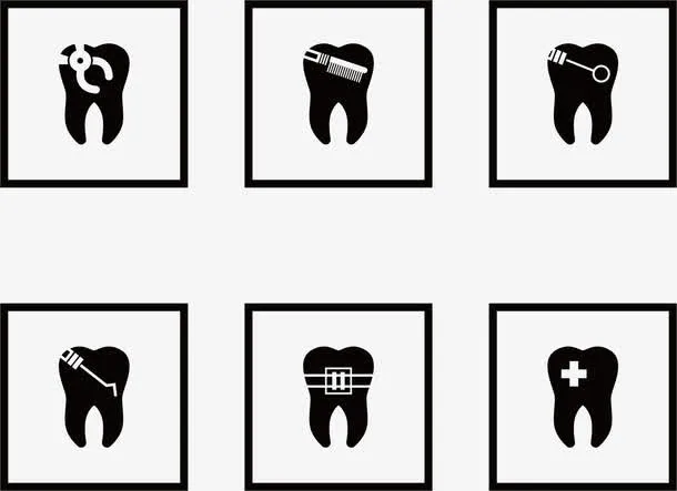 矢量手绘6个治疗牙齿图标免抠