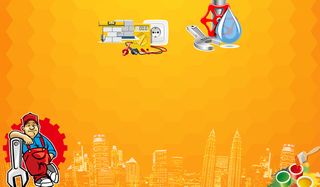 活力卡通家装盛宴装修海报背景素材高清