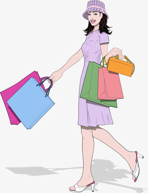 提着购物袋的女人免抠