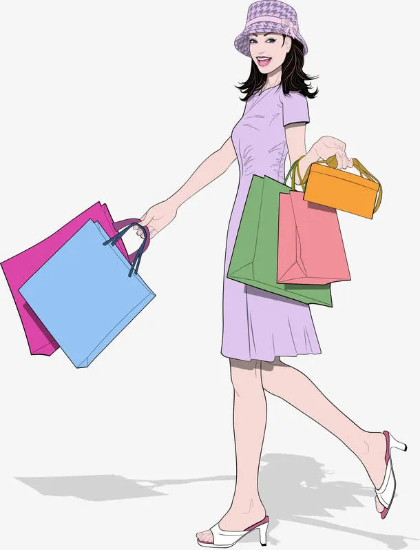 提着购物袋的女人免抠