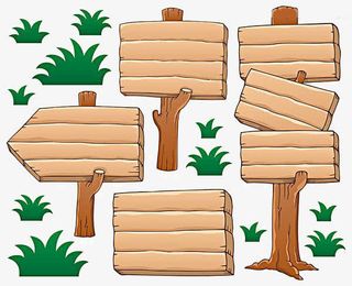 卡通草地路标免抠