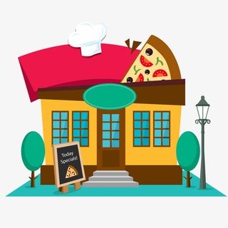 卡通披萨店设计矢量免抠