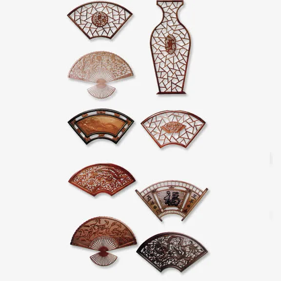 传统古典扇形窗户免抠