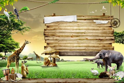 春天动物园游玩海报背景高清 春天动物园游玩海报背景高清