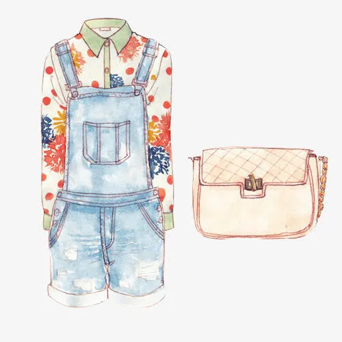 小女孩衣服手绘画素材图片免抠