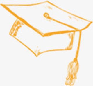 手绘黄色线条博士帽免抠