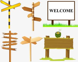 木制指路牌矢量免抠