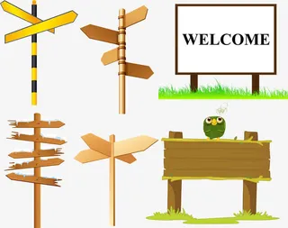 木制指路牌矢量免抠