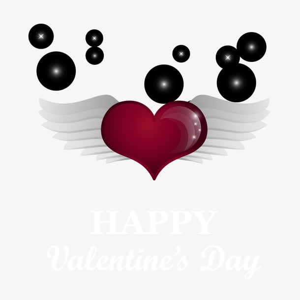 七夕情人节创意爱心翅膀免抠