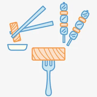 矢量羊肉串叉子插肉免抠