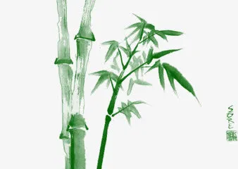 水墨蓝色竹子竹叶文人免抠