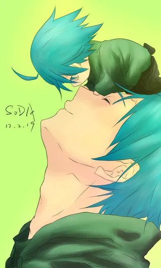 手绘卡通绿头发小人免抠