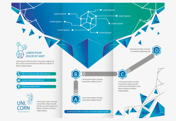 蓝色三角封面手册免抠