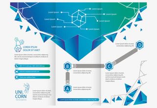 蓝色三角封面手册免抠