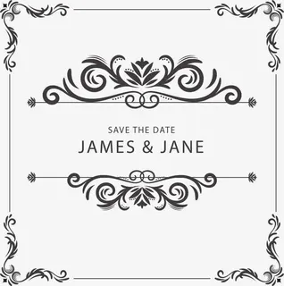 欧式花藤简约邀请函免抠