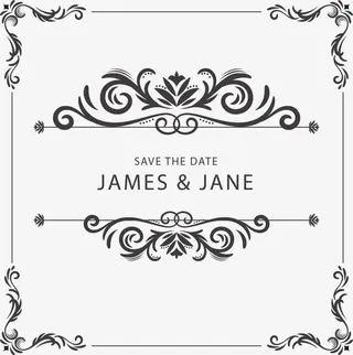 欧式花藤简约邀请函免抠