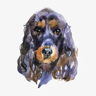 手绘水墨小狗免抠图免抠