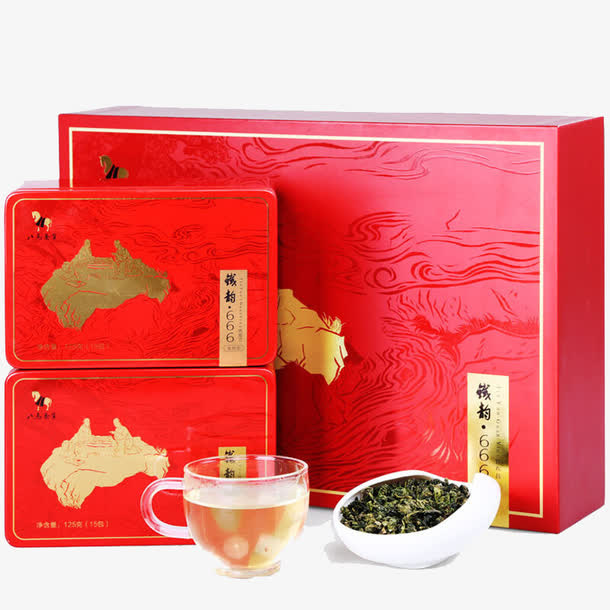 红盒铁盒茶礼盒免抠