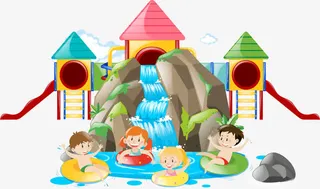水上乐园玩闹的孩子免抠