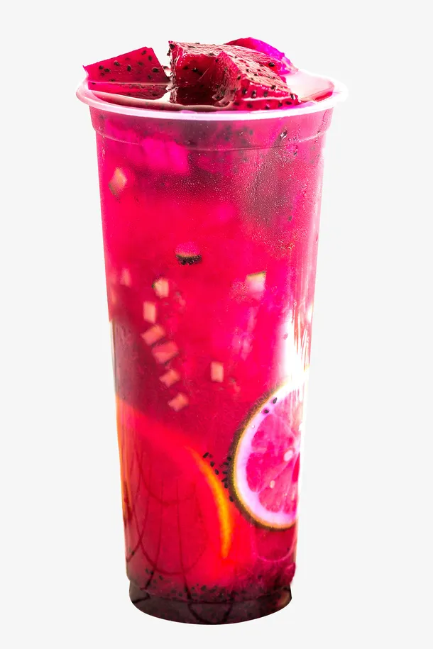 青柠黄瓜火龙果水果茶免抠