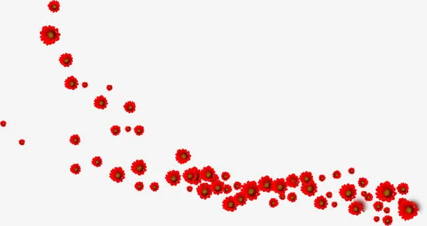 春天红色漂浮花朵免抠