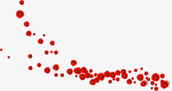 春天红色漂浮花朵免抠