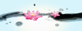 中国风水墨荷花背景banner