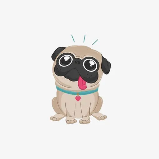 卡通斗牛犬吐舌头免抠