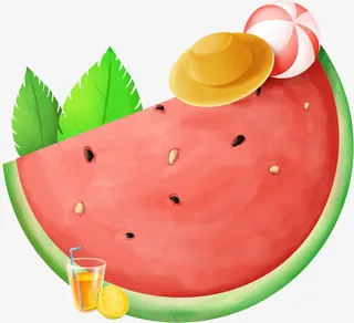 原创西瓜草帽免抠