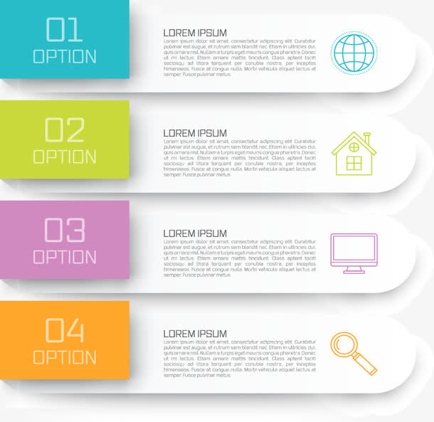 彩色数字横条信息图表PPT矢量免抠