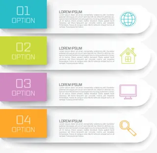 彩色数字横条信息图表PPT矢量免抠