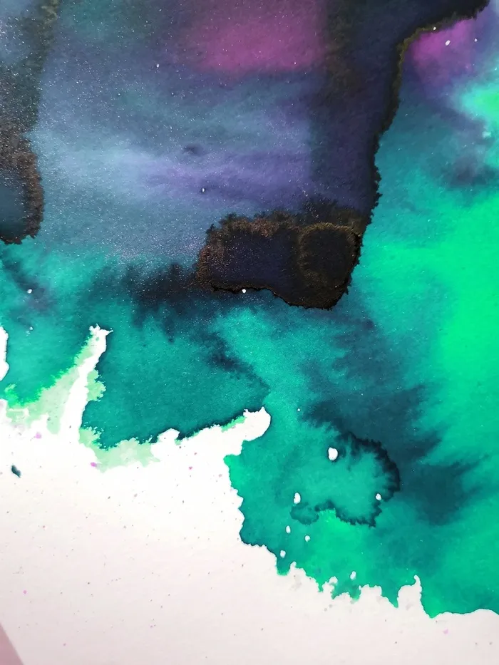 绿色墨蓝色水彩晕染背景高清
