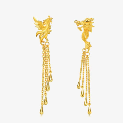 黄金流苏耳坠免抠