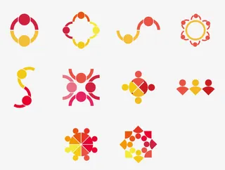 矢量创意抽象团队合作扁平图标免抠