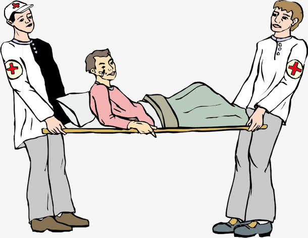 矢量抬着病人的医护人员免抠
