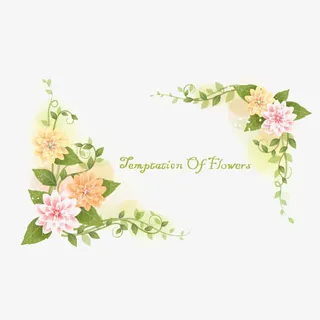 精美手绘风格花卉对角花装饰免抠