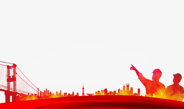 城市建筑炫彩剪影免抠装饰其他装饰图案元素