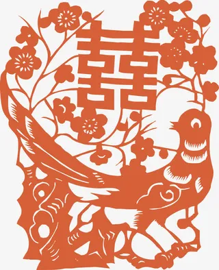 喜鹊囍字矢量图免抠