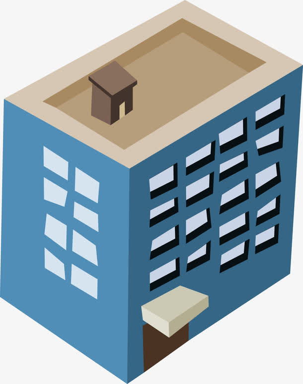 蓝色高楼建筑素材免抠