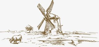 素描黄色大风车免抠