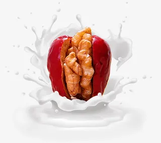 牛奶上的红枣核桃免抠