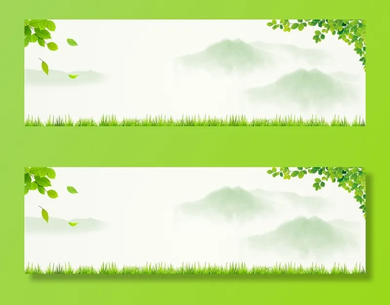 春天简约绿色banner背景高清扁平简约背景